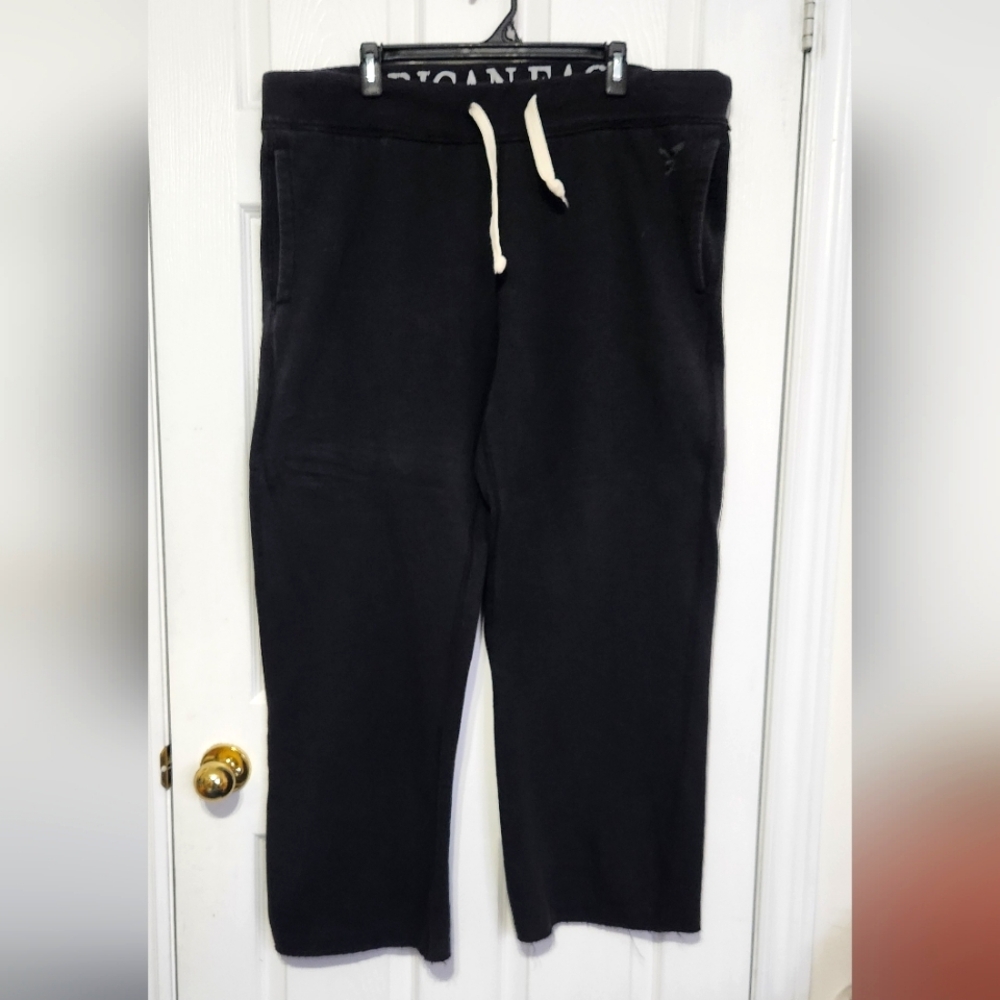 Black Jogger Pants with Cream Drawstring